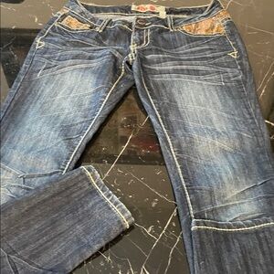 Stylish Blue Women's Jeans with sequins below the waist
